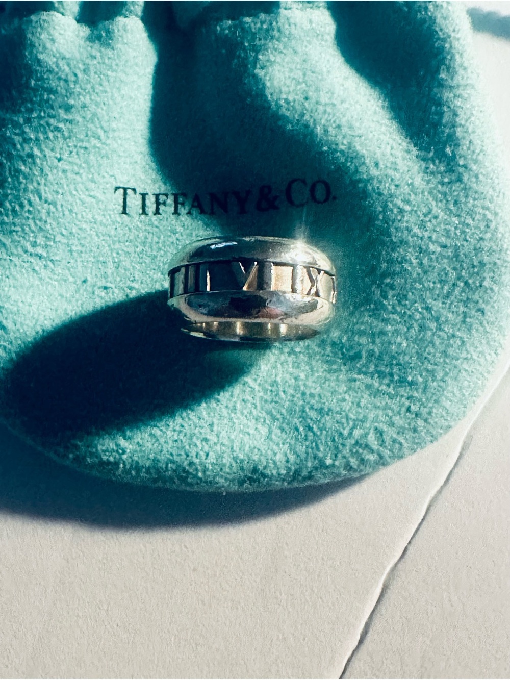 Tiffany & Co. Atlas 2003 Wide Band Ring Sterling Silver 925 Size US 4.5 W/Pouch - Picture 9 of 11